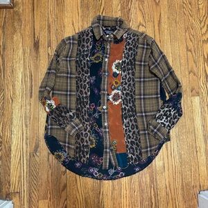 Johnny Was Brown and Orange Patchwork Shirt